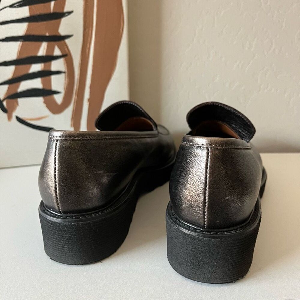 Aquatalia Kelsey‎ Bronze Slip On Platform Leather Loafers Size 8.5 - Picture 4 of 8